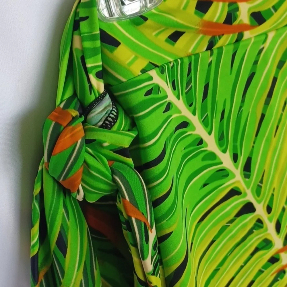 Swim by Chuck Handy Palm Print Swimsuit Sarong Skirt,sz 10